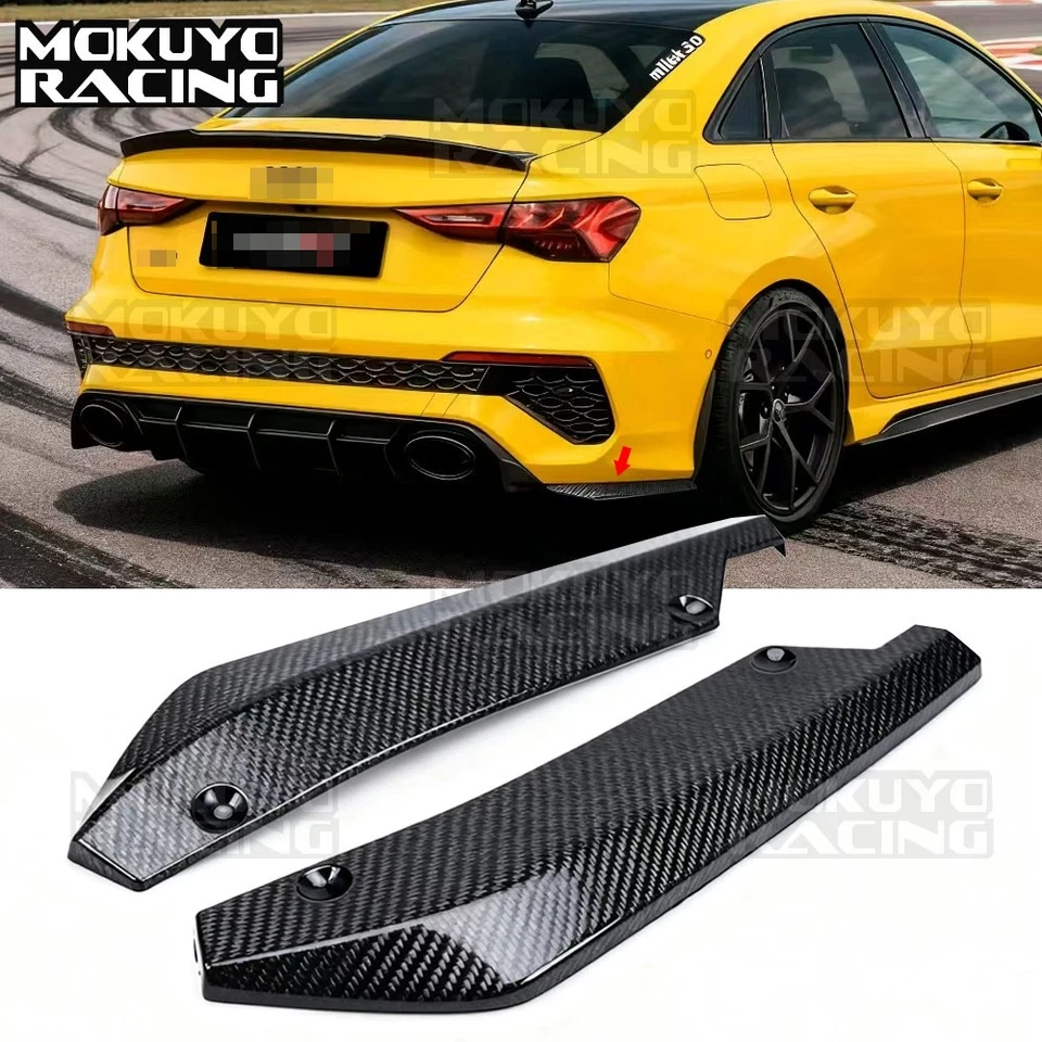 Carbon Fiber Rear Bumper Extensions Spats Apron  for Audi A3 S3 RS3 A4 S4 RS4 Foto 1 de 4