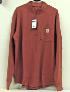 Carhartt Relaxed Fit Heavyweight 1/4 Zip Thermal Shirt Men XL Maroon/Rust Waffle - Picture 1 of 2
