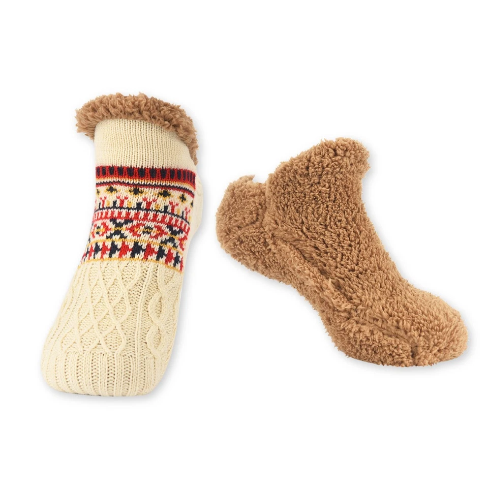 Paquete de 2 calcetines deportivos para mujer US 4,5-8,5 M | Grueso tejido Fair Isle Sherpa Foto 1 de 4