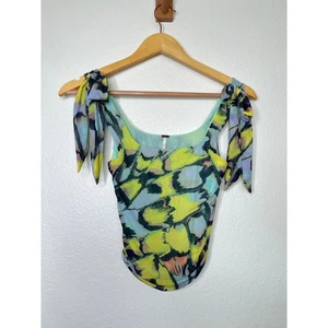 Free People Avenue Tank Top Size Small Blue Yellow Print Boho  - Picture 1 of 5