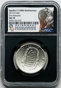 2019 D APOLLO 11 50th ANNIVERSARY 50C HALF DOLLAR NGC MS70 FIRST RELEASES - Picture 1 of 3
