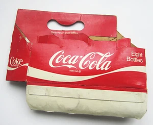 Vintage Coca Cola Cardboard 8-Pack Holder For 6.4 Oz Glass Bottle "Real Thing" - Picture 1 of 4