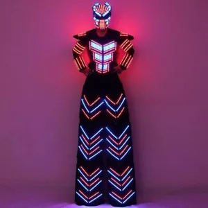 Illuminated Stilt Costume LED Robot Suit Armour Set DJ Party Show Light Clothing - Picture 1 of 7
