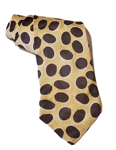 HALSTON III Necktie 100% Italian Yellow Polka Dots  Pre-owned L 56" W 4.5" - Picture 1 of 4