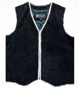 Motorcycle Suede Zipper Vest Rider Double Braided Biker Thick Motorbike Zip Vest - Picture 1 of 5