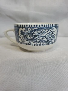 Vintage Currier and Ives Imperial Blue Tea/Coffee Cup Horse and Buggy - Picture 1 of 5