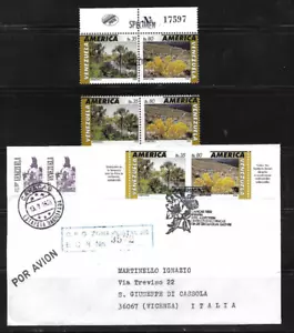 Venezuela: 1995; Scott 1526, specimen+pair+FDC+broch registered to Italy EBV1434 - Picture 1 of 2