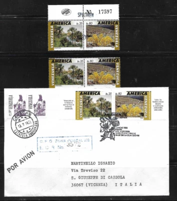 Venezuela: 1995; Scott 1526, specimen+pair+FDC+broch registered to Italy EBV1434 - Image 1 of 2