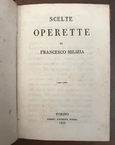 SCELTE OPERETTE DI FRANCESCO MILIZIA Torino Pomba 1830 - Foto 1 di 5