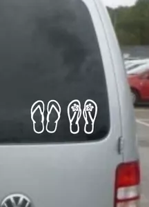 2 X Pair Flip-flop Vinyl Decal Stickers Beach Sea Surf Love Dub Camper Car Van - Picture 1 of 5