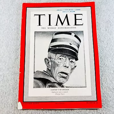 Time Magazine October 10 1939 Gustaf V King of Sweden Vintage - Image 1 of 4