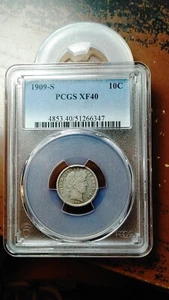 1909 S Silver Barber Dime 10C PCGS XF40 5064 - Picture 1 of 4