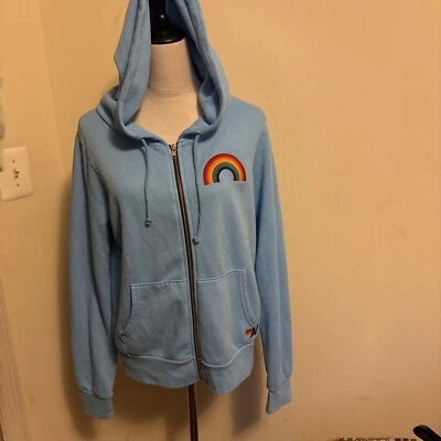 Aviator National Women’s Rainbow Embroidered Zip Hoodie With Kangaroo Pocket Sm  - Image 1 of 4