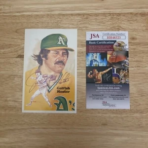 JIM CATFISH HUNTER Oakland Athletics AUTOGRAPHED Perez-Steele HoF Postcard (JSA) - Picture 1 of 6