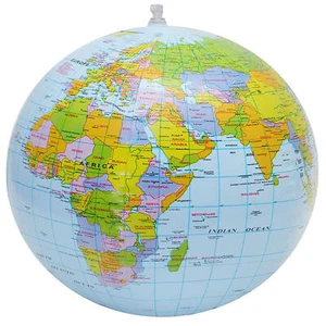 16" Large Inflatable World Earth Globe Atlas Map Geography Beach Ball Toy party - Picture 1 of 11