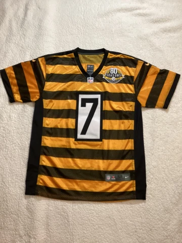 Nike NFL Steelers #7 Ben Roethlisberger Throwback Jersey, Size 52, Preowned Cover