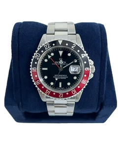 Rolex GMT-Master II Black Red COKE Bezel Stainless Steel Black 40mm 16710 Watch - Picture 1 of 11