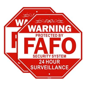 2 Pack FAFO Security Signs 10” x 10” Aluminum Home Security Signs Protected B... - Picture 1 of 7