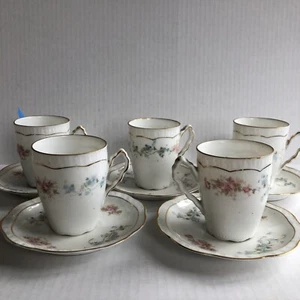 Z S & C Bavaria Demitasse Cup & Saucer Set Of 5 Pink Blue Floral Orleans ZSC60.. - Picture 1 of 9