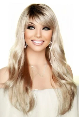 Peluca Wren René de París ondulada larga enraizada rubia ópalo lechoso R Foto 1 de 4