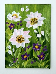 ACEO Original Miniature Painting: "Delicate Blooms" by Judith Rowe - Picture 1 of 3