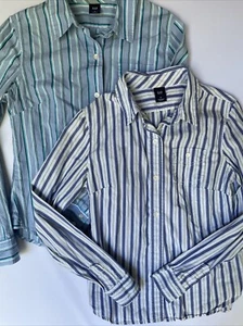 GAP KIDS Boys Long Sleeve  Button Up Shirt Blue & White Size Small Youth~ EUC - Picture 1 of 11
