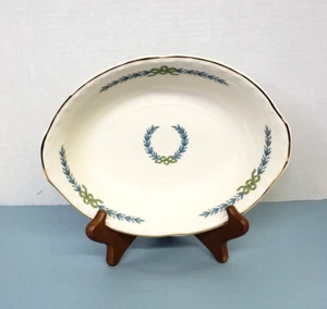 Crooksville China Blue Laurel Green Ribbons Oval Vegetable Bowl 9.25" - Picture 1 of 5
