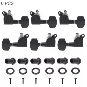 6 pz pioli per sintonizzazione corde chitarra acustica nera chiavi teste macchina sintonizzatori 3R+3L US - Foto 1 di 9