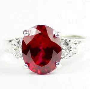 CREATED RUBY Sterling Silver Ladies Ring - Handmade •SR123 - Picture 1 of 5