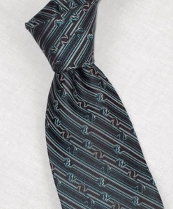 Jhane Barnes Woven Black/Blue/Silver 3 5/8" Wide 100% Silk Tie - Picture 1 of 3