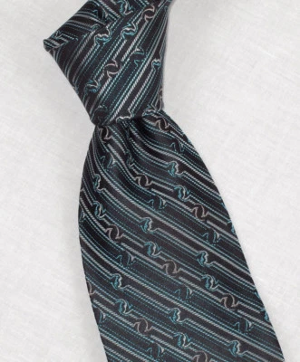 Corbata Jhane Barnes tejida negra/azul/plateada 3 5/8" de ancho 100 % seda Foto 1 de 3