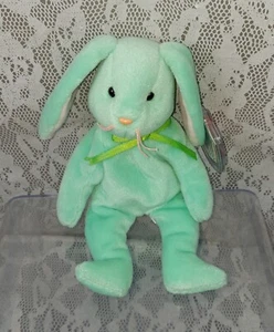 Ty Hippity Bunny Rabbit Green Easter 9" Plush Stuffed Plushie Beanie Doll 1996 - Picture 1 of 16