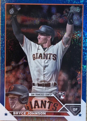 2023 Topps Series 2 #571 Bryce Johnson RC Rookie Blue Foil Parallel #/999 Giants - Image 1 of 4