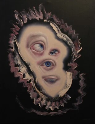 ORIGINAL large surreal eyes portrait oil painting surrealism canvas wall art - Image 1 of 4