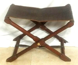 Vtg Baker Furniture Milling Road collection Leather folding bench chair MCM - Picture 1 of 12