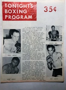 Raro programma pugilato forum in feltro 1969 Chuck Wepner vs Pedro Agosto - Foto 1 di 1