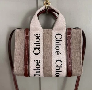 Chloe Linen & Leather Woody crossbody - Picture 1 of 6