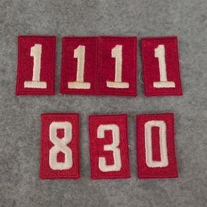 Lote de 6 parches bordados número Boy Scout 1111 830 apliques rojo blanco - Imagen 1 de 1