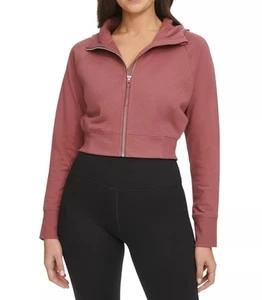 Calvin Klein Zippered Cropped Hoodie Women's XL Sedona Long Sleeve New - Picture 1 of 14