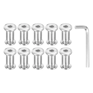 10 Piezas Tornillos Hexagonales Chicago M8x8mm 10x16mm Postes de Encuadernación Tapa de Enchufe Tornillo Tuerca Plateada - Imagen 1 de 7