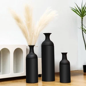 Black Tall Floor Vases Set 27/20/16 Inches Large Metal Floor Standing Vase Se... - Picture 1 of 7