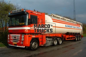 LKW Foto Renault Magnum Silo-Sattelauflieger Dänemark rot SKAGEN-BETON Sk #j1xu - Bild 1 von 1