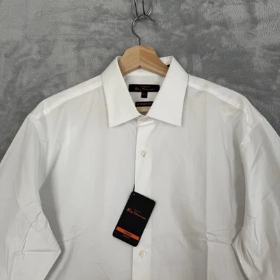 NUEVO CON ETIQUETAS Vestido Ben Sherman Camisa Blanca 970043 Kings Ajuste A Medida Elástico 16 1/2 34/35 Foto 1 de 4