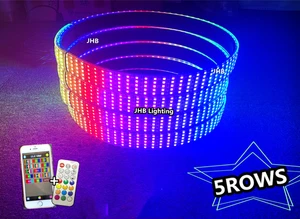 JHB 15.5"5ROWS Remote APP Dream CHASING FLOW Truck LED Wheel Ring Rim Lights Set - Picture 1 of 24