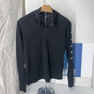 Nike Dri Fit Para Mujer 1/4 Cremallera Correr Fitness Negro Abertura Swoosh Mangas Camisa XS - Imagen 1 de 11
