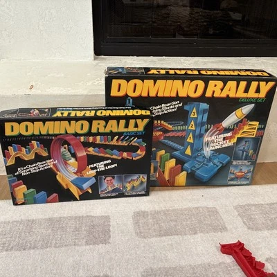 1989 Pressman Domino Rally Basic And Deluxe Set Working Rocket Launcher Complete - Image 1 of 4