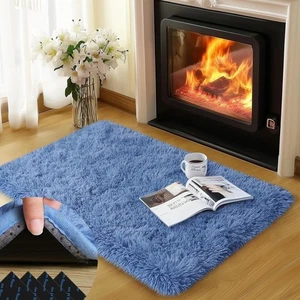 Blue Rug for Bedroom, 2x3 Fluffy Area Rugs for Living Room, Small Soft Shag F... - Picture 1 of 7