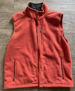 L.L. Bean Fleece Full Zip Vest Adult Large Orange/Red Sleeveless Pockets - Picture 1 of 11