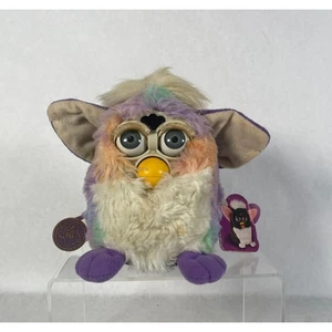 1998 Furby by Tiger Electronics Purple White Green 5 1/2" with Tags - Working! - Picture 1 of 7