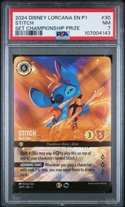 DISNEY LORCANA PSA 7 STITCH FOIL 30/P1 SET CHAMPIONSHIP PRIZE ENGLISH 2024 - Imagen 1 de 3